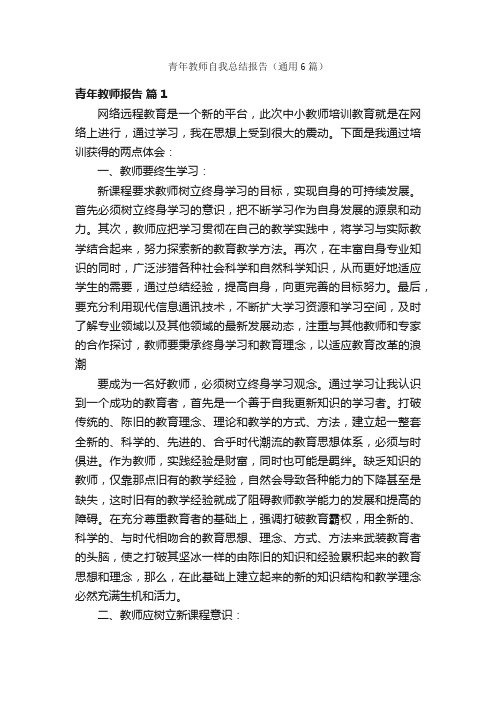 青年教师自我总结报告（通用6篇）