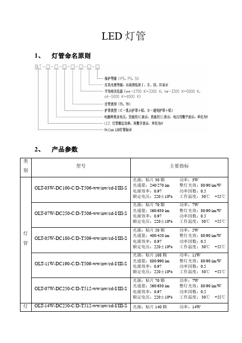 LED日光管参数