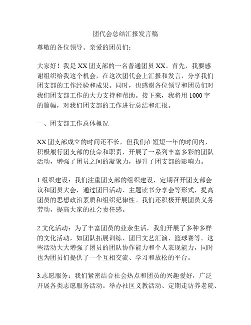 团代会总结汇报发言稿