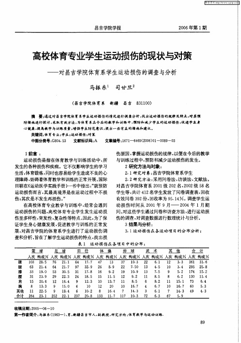 高校体育专业学生运动损伤的现状与对策——对昌吉学院体育系学生运动损伤的调查与分析