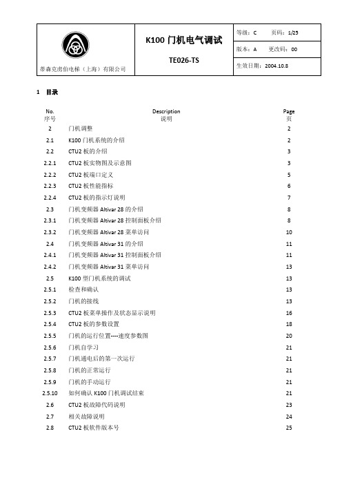 蒂森电梯(K100门机电气调试)