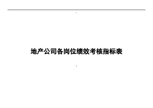 房地产公司各岗位绩效考核方法及考核表格