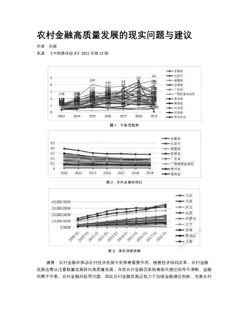 农村金融高质量发展的现实问题与建议