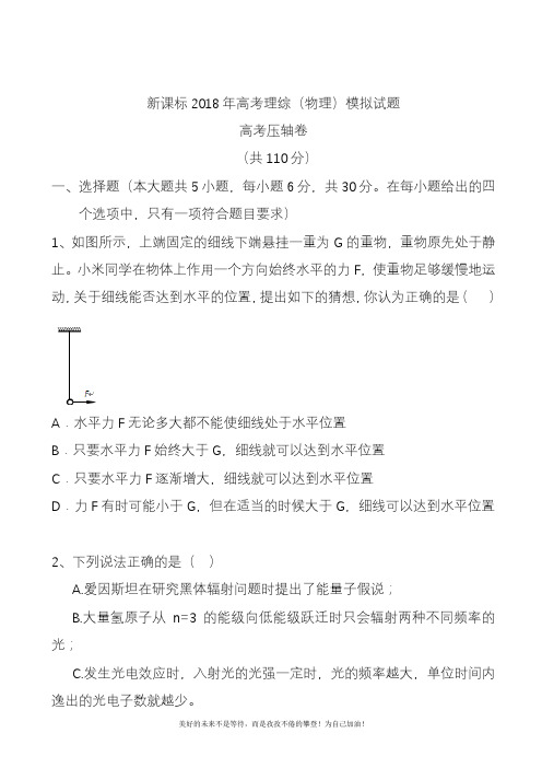 2020—2021年新高考理综(物理)模拟试题压轴卷及答案解析.docx