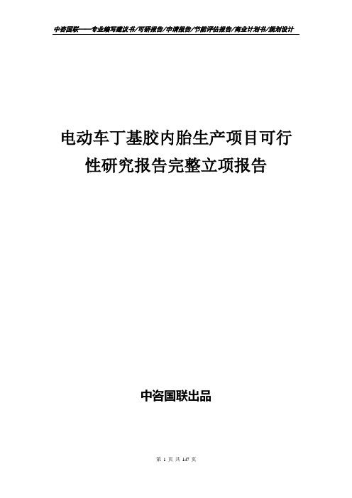 电动车丁基胶内胎生产项目可行性研究报告完整立项报告