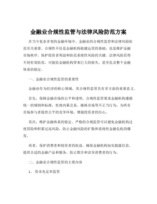 金融业合规性监管与法律风险防范方案