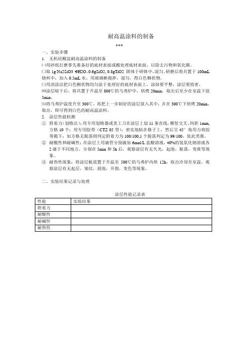 耐高温涂料的制备1