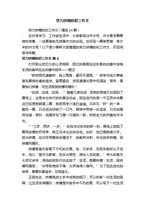 努力拼搏的初三作文（精选14篇）