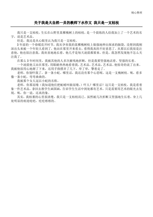 关于我是大自然一员的教师下水作文 我只是一支枯枝