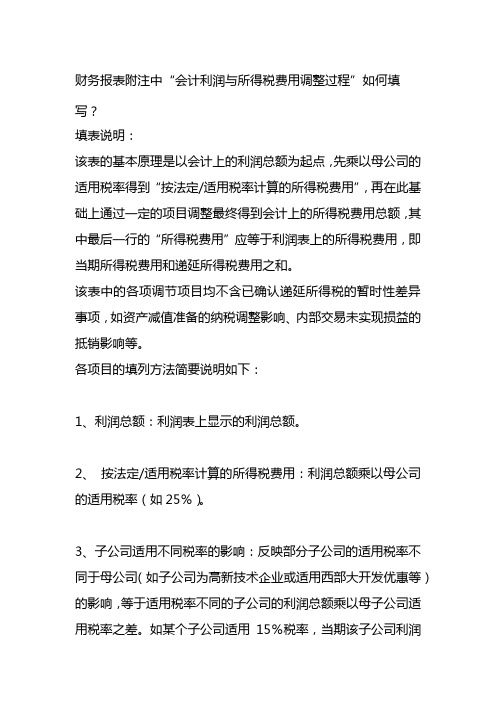 所得税费用与会计利润勾稽关系