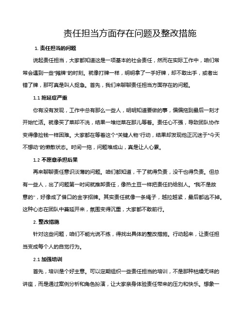 责任担当方面存在问题及整改措施