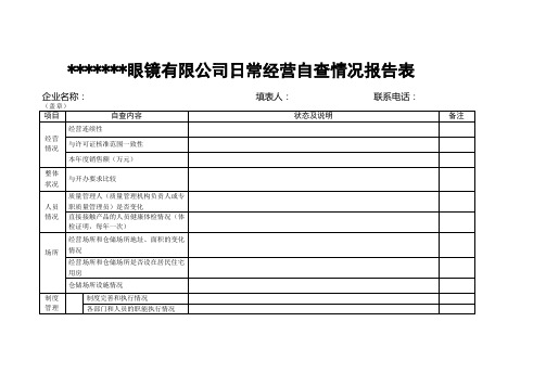 日常经营自查情况报告表