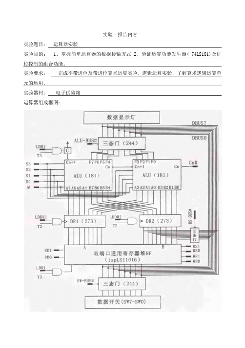 计算机组成原理实验报告