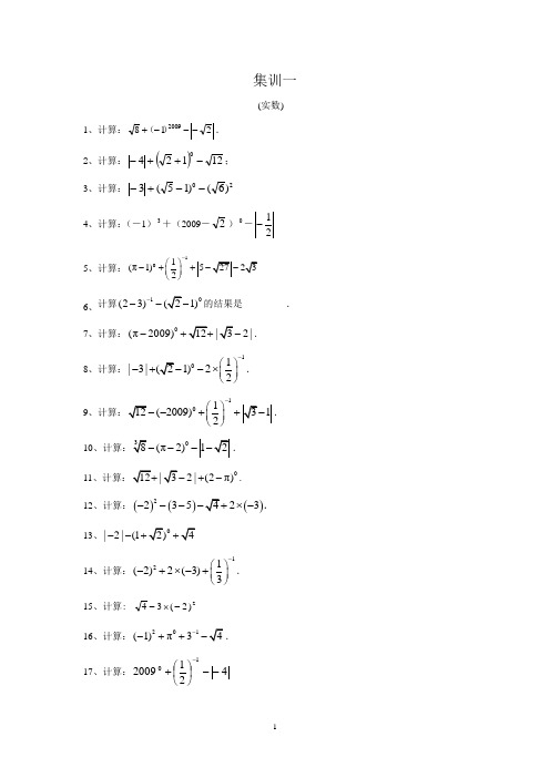 2013年中考数学常考考点-计算