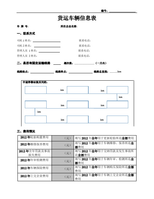 货运车辆信息表