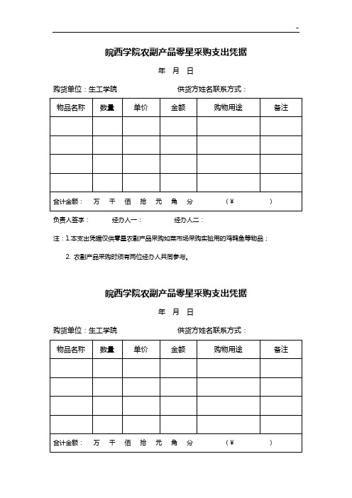 皖西学院购物收款收据