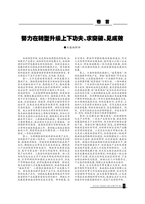 努力在转型升级上下功夫、求突破、见成效