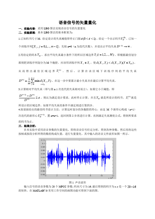 LBG算法实现语音信号的矢量量化