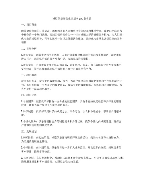 减脂俱乐部创业计划书ppt怎么做