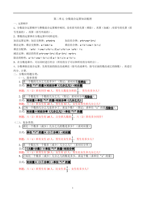 六上 第二单元分数混合运算知识总结