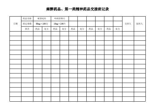 麻、精药品交接班记录