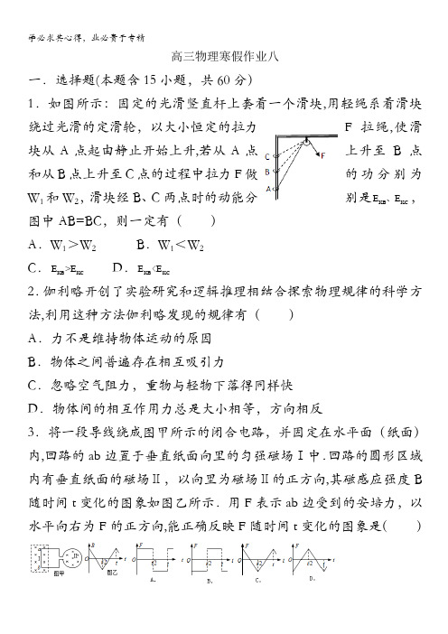 湖南省2014届高三上学期寒假作业 物理 八 含答案