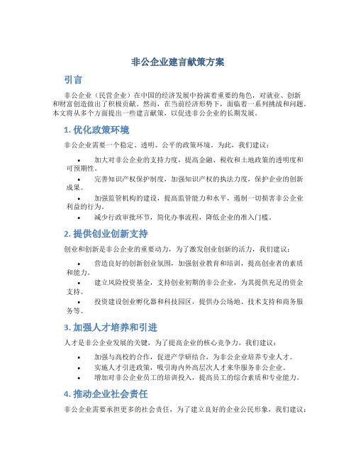 非公企业建言献策方案