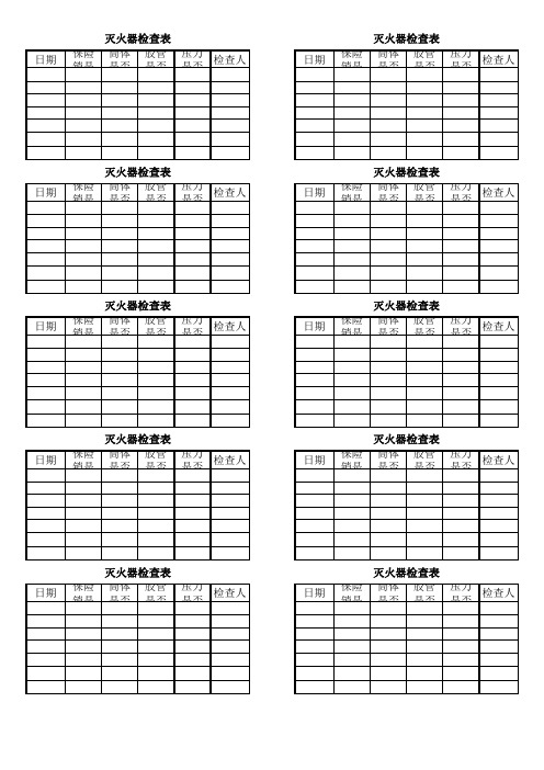灭火器检查表