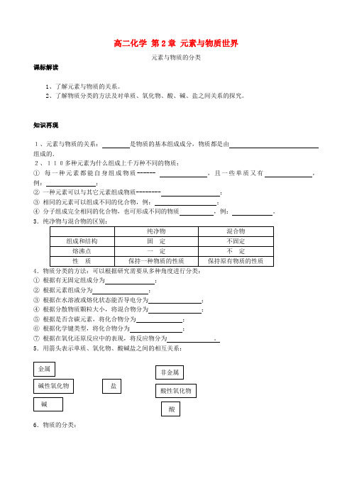 高二化学 第2章 元素与物质世界