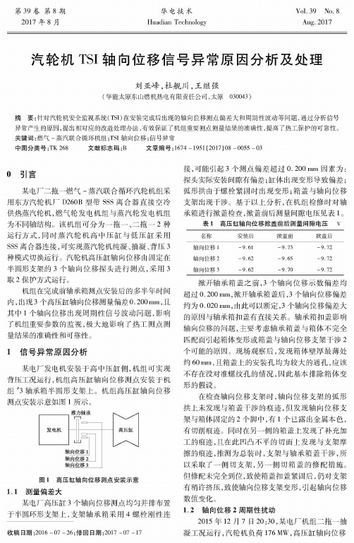 汽轮机TSI轴向位移信号异常原因分析及处理