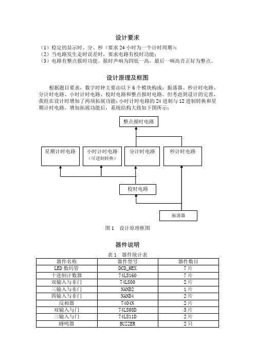 数字时钟设计报告