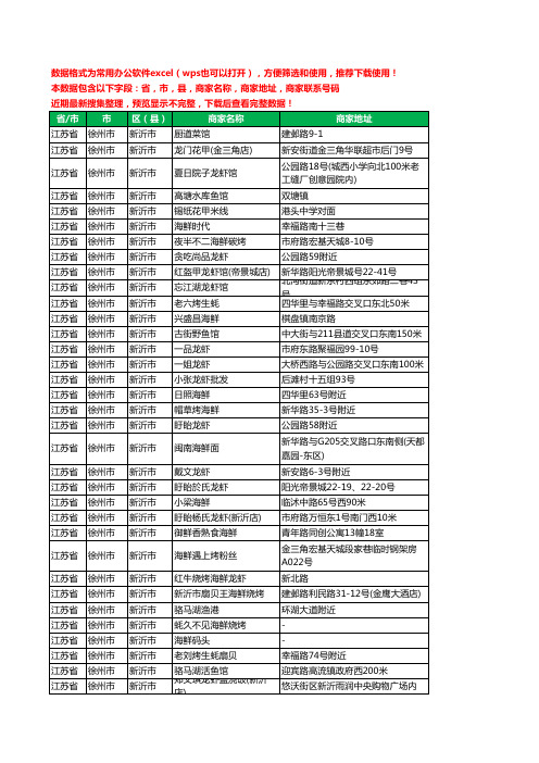 2020新版江苏省徐州市新沂市海鲜工商企业公司商家名录名单黄页联系电话号码地址大全36家