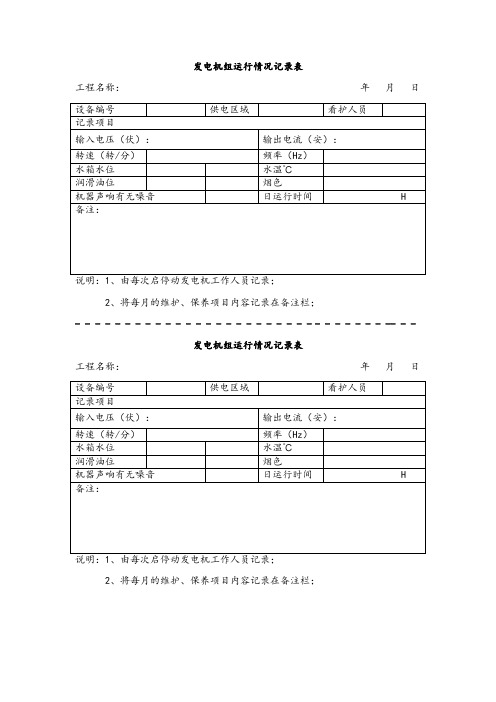 发电机启停记录