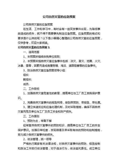 公司自然灾害的应急预案