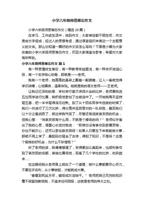 小学六年级师恩难忘作文