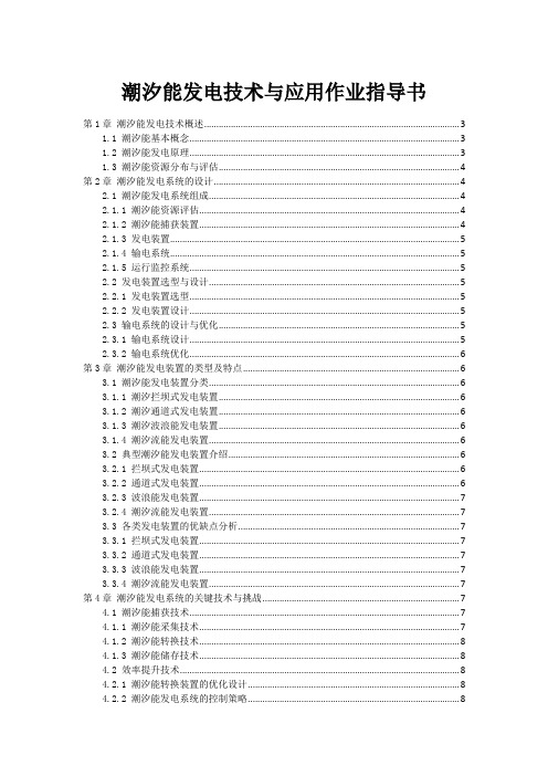 潮汐能发电技术与应用作业指导书