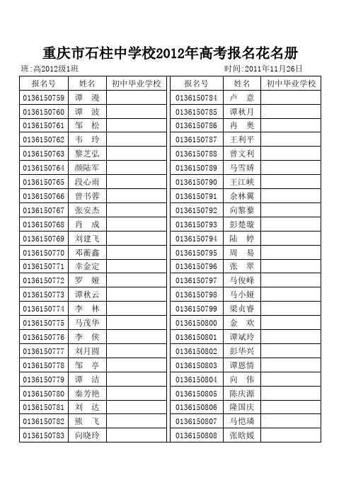 报名表1班