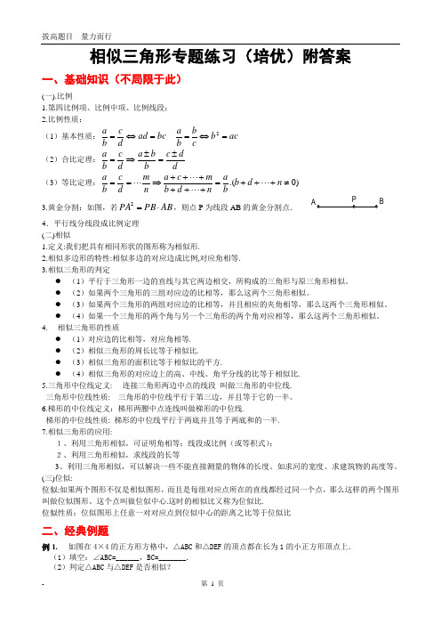 相似三角形专题练习(培优)附答案