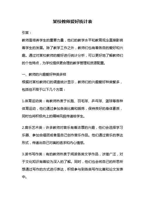 某校教师爱好统计表