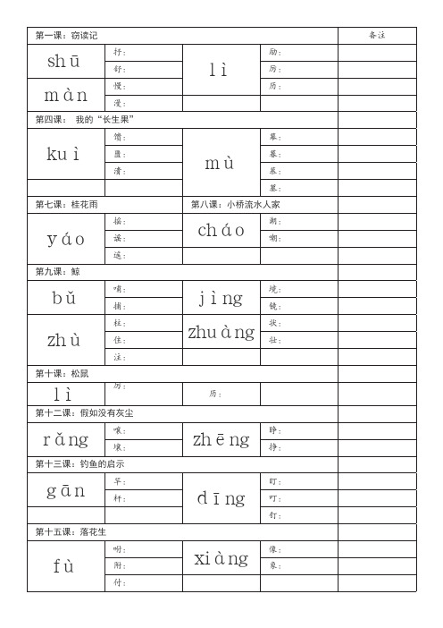 人教版五年级语文上册同音字