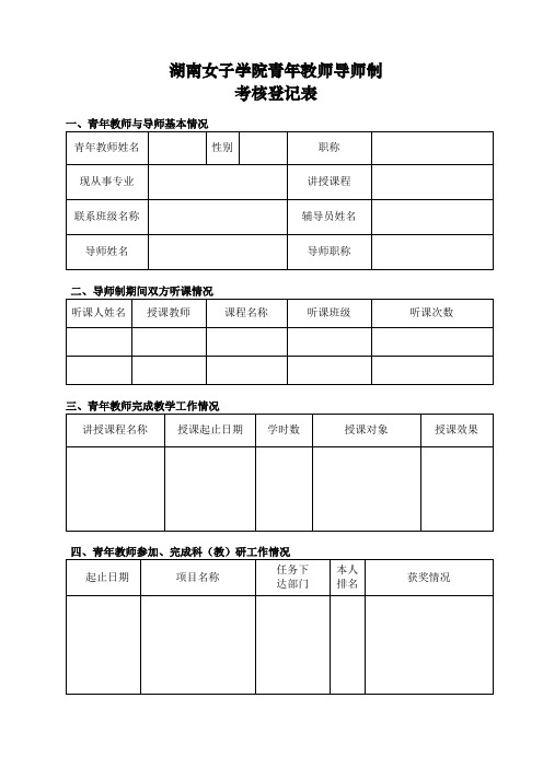 湖南女子学院青年教师导师制