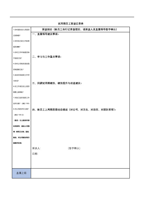 试用期员工面谈记录表