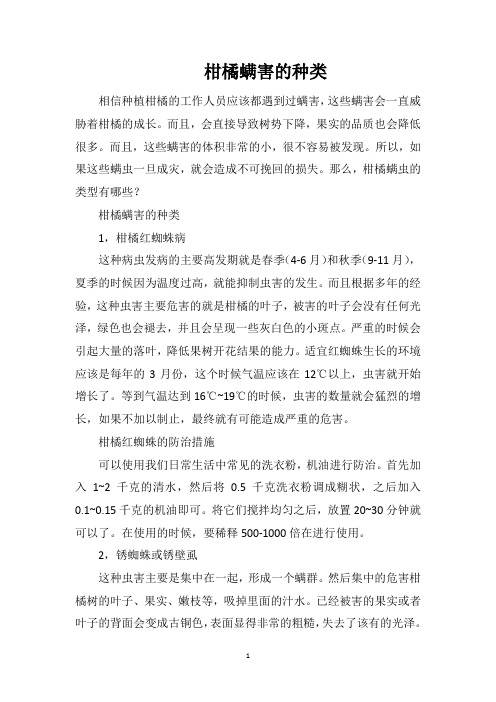 柑橘螨害的种类