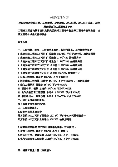 预算收费标准