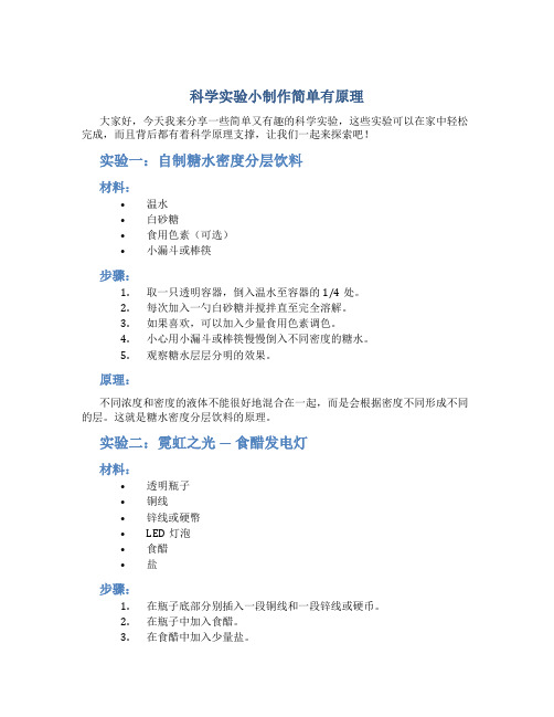 科学实验小制作简单有原理