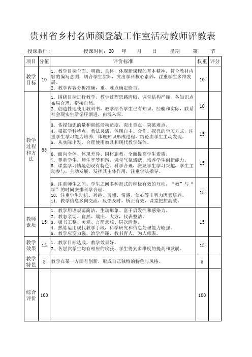 教师评教表