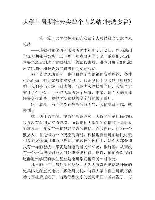 大学生暑期社会实践个人总结(精选多篇)