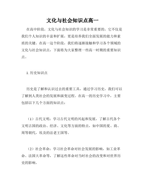 文化与社会知识点高一