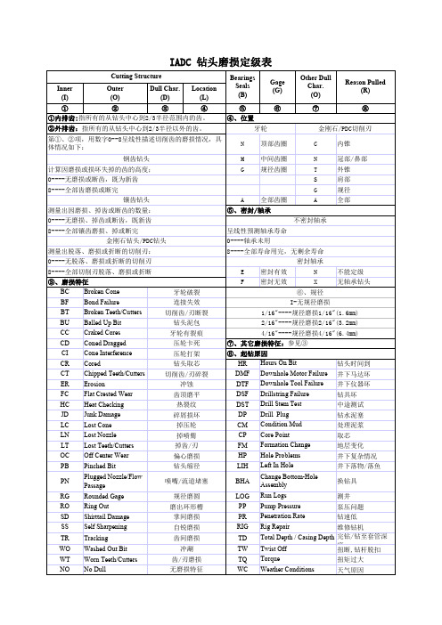 钻头磨损评级_中文版