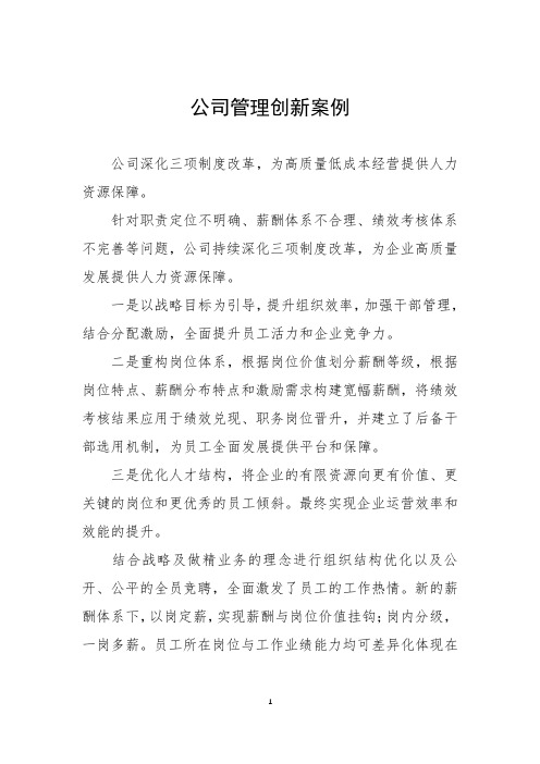 公司管理创新案例